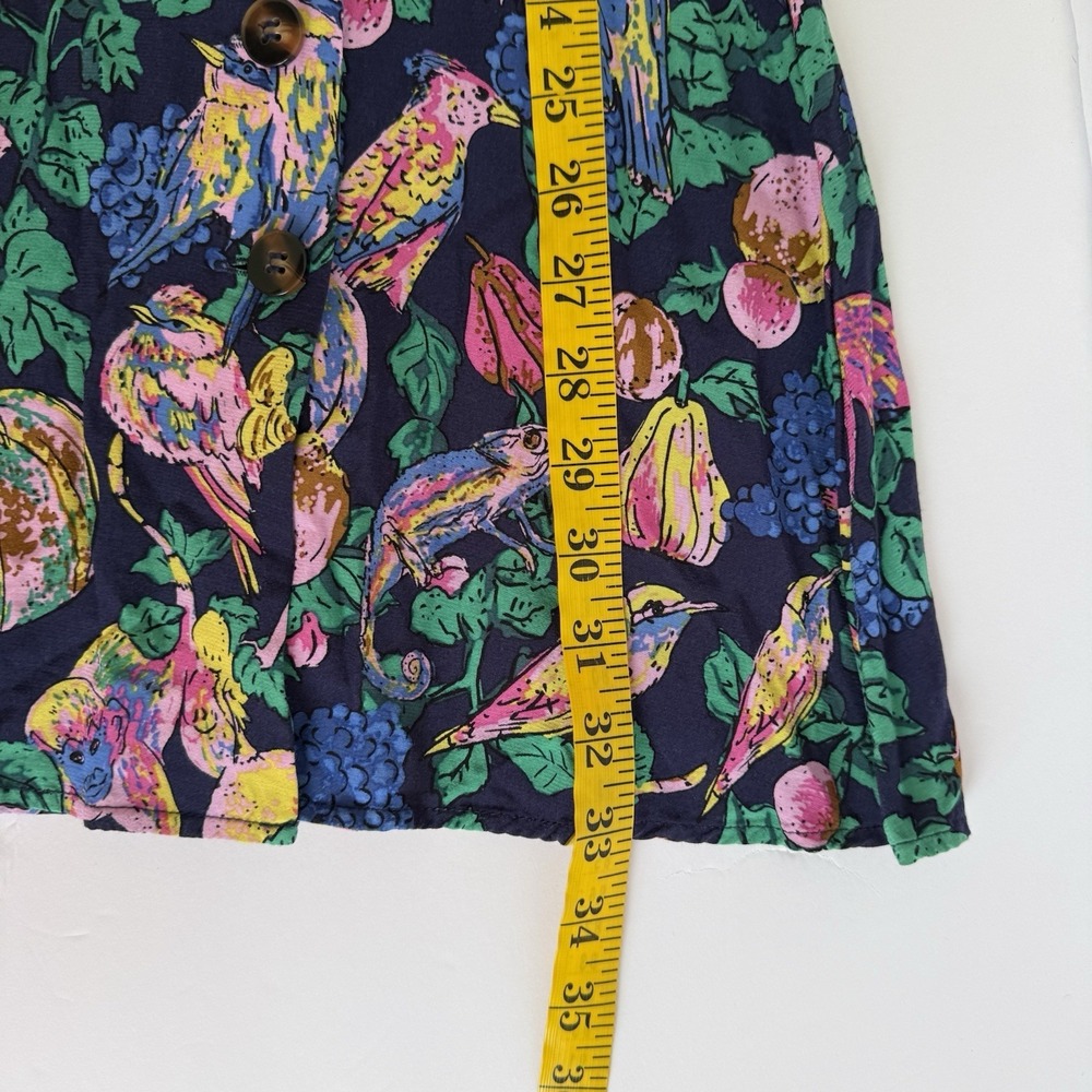 & Other Stories Monkey Print Dress Size 0 Colorful Asymmetric Button Up Tropical - Picture 6 of 8